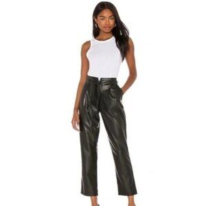 PAIGE Melila Faux Leather Pants Size 10 Black High Rise Belted Vegan New